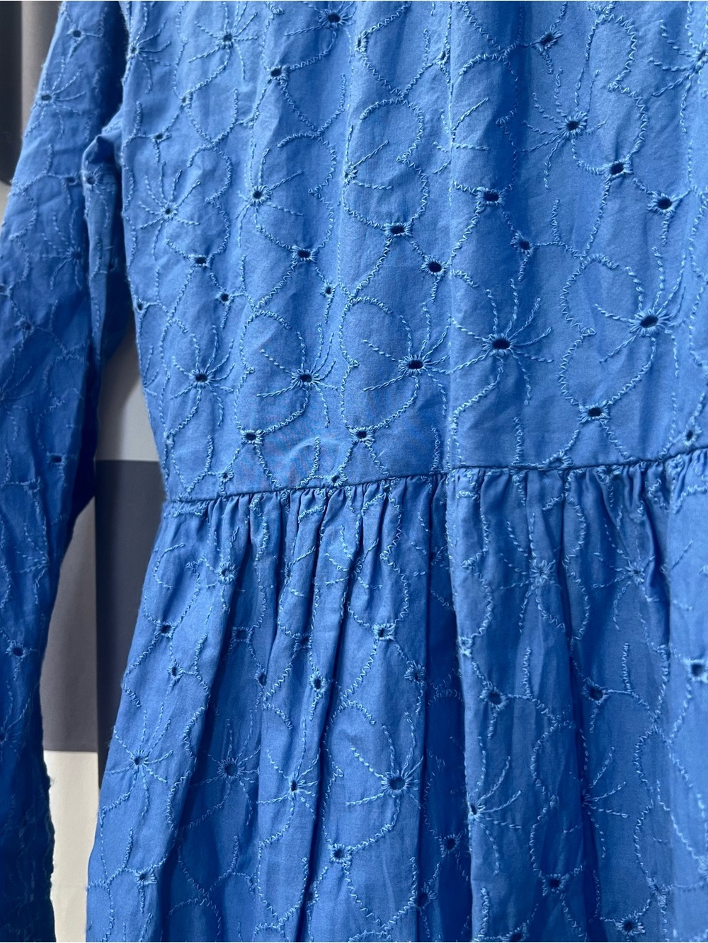 J. Crew Eyelet Shirt Dress Classic Button-Front Long Sleeve Women’s Dress Blue 6 - Picture 10 of 10